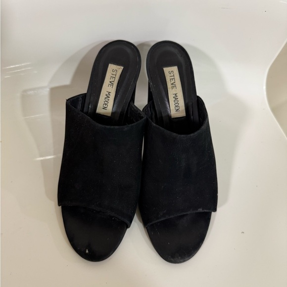 Steve Madden Black Mules Sleek Minimalist Design - Picture 1 of 6